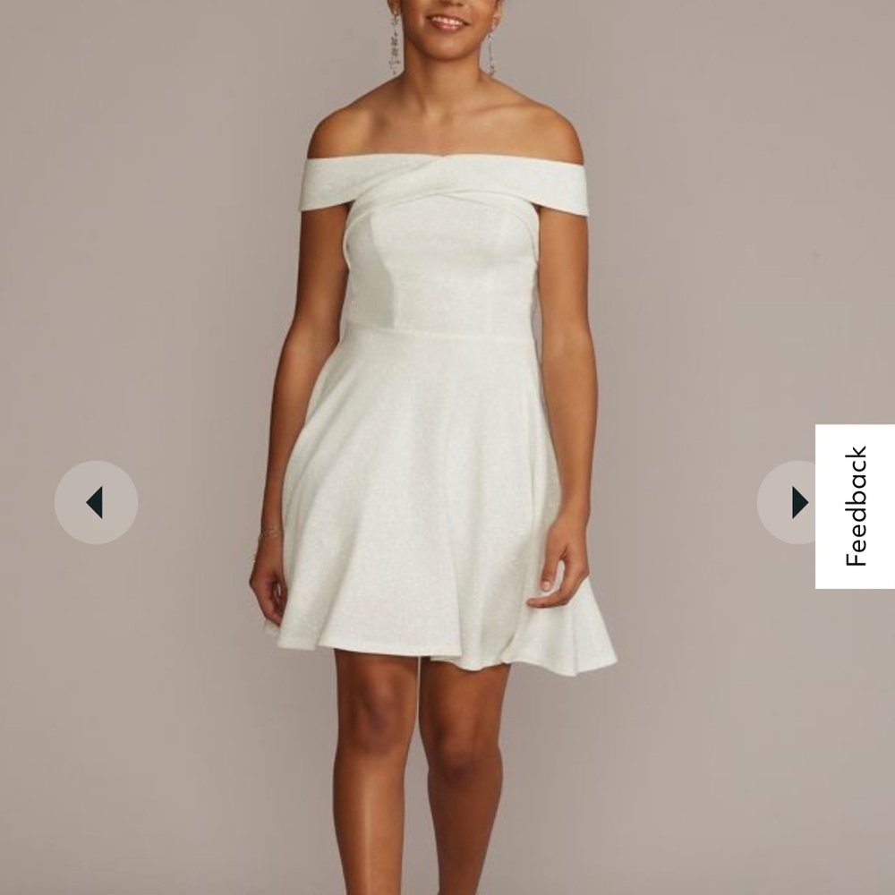 Off The Shoulder Glitter Mini Dress